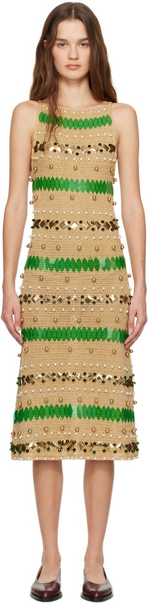 Bode Robe midi Calypso dorée