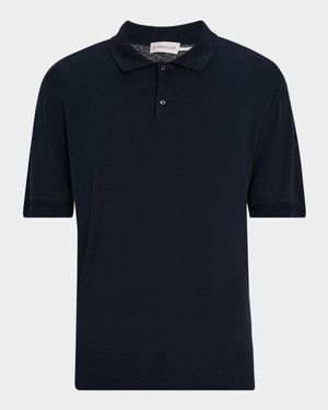 Men's Silk and Linen Knit Polo Shirt