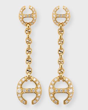 18K Yellow Gold Micro Link Chain Earrings with Diamonds