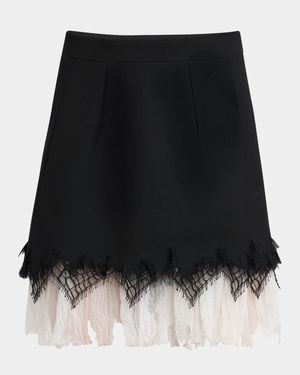 Lace Ruffle Hem Mini Skirt