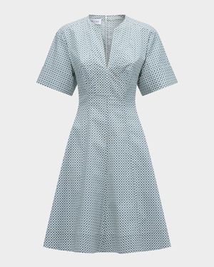 Sora Geometric-Print Mini Shirtdress