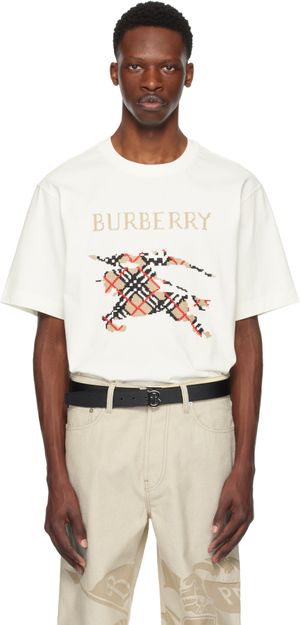 Burberry Off-White Cross Stitch EKD​ Cotton T-shirt