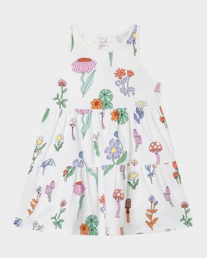 Girl's Tiered Fairy Floral-Print Dress, Size 4-10
