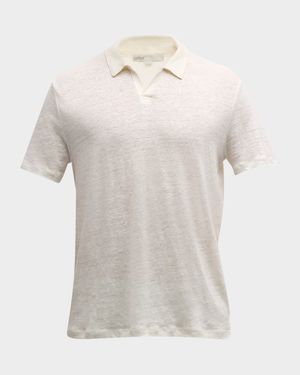 Men's Shaun Linen Johnny Collar Polo Shirt