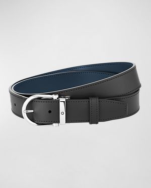 Men's Horseshoe Reversible Leather Belt