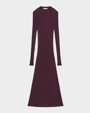 Open-Back Ribbed Wool Dress