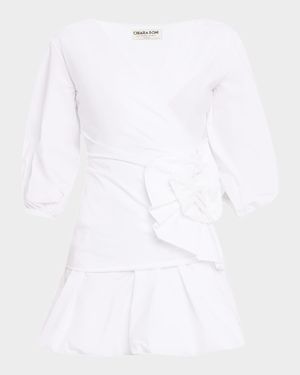 Flower Ruffle Bubble Mini Dress