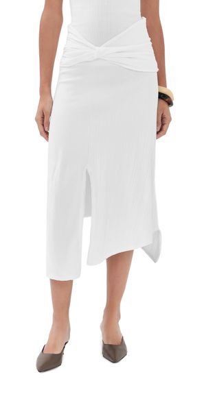 Victoria Beckham Twist Detail Midi Skirt White S