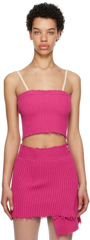 MM6 Maison Margiela Pink Distressed Tank Top