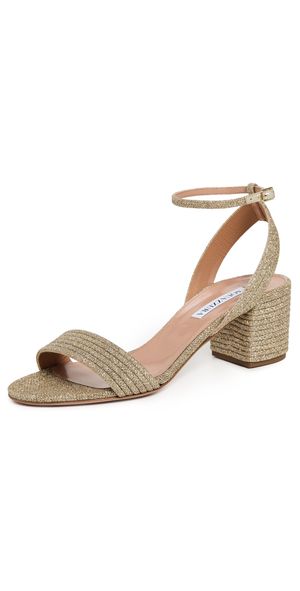 Aquazzura Sundance Sandals 50mm Platino 36
