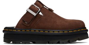 Dr. Martens Brown Zebzag Suede Slingback Platform Mules