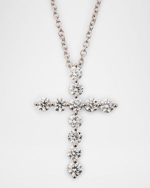 18K White Gold Diamond Cross Necklace, 20"L, 2.20tcw