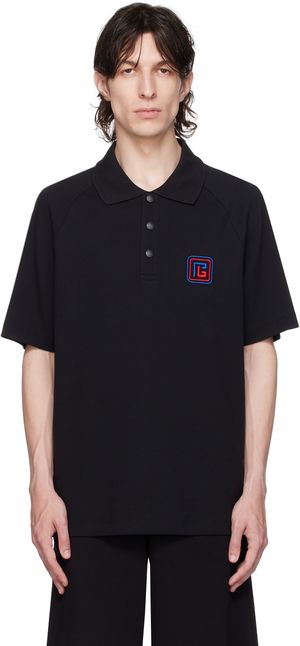 Balmain Black Embroidered Polo