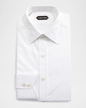 Solid Barrel-Cuff Dress Shirt, White