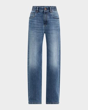 Soft Denim Loose Stove Pipe Jeans
