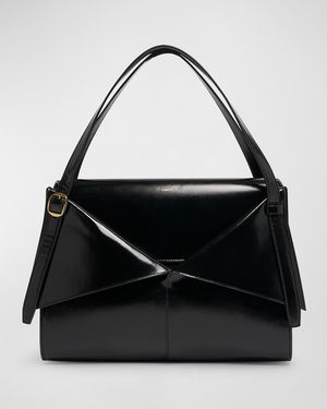 Gloss Rigid Belt Leather Shoulder Bag