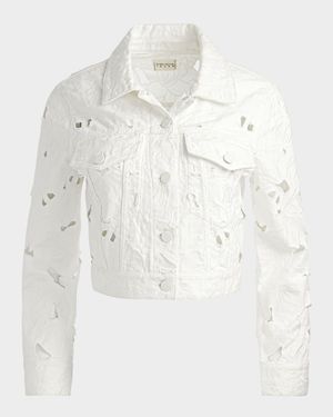 Chloe Eyelet-Embroidered Denim Jacket