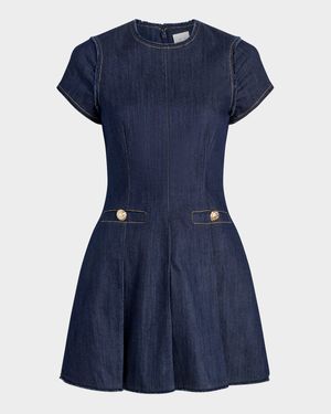 Nova Short-Sleeve Denim Mini Dress