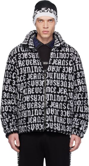 Versace Jeans Couture Black & White Logomania Teddy Jacket