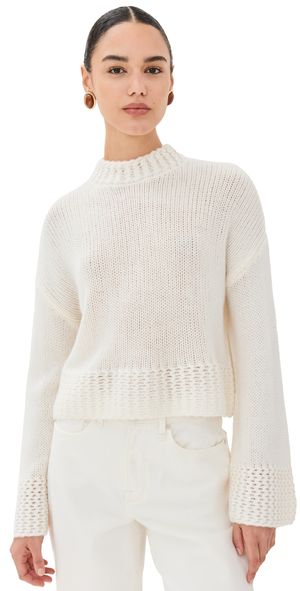 Sablyn Phoenix Bell Sleeve Crewneck Cashmere Pullover Gardenia XS