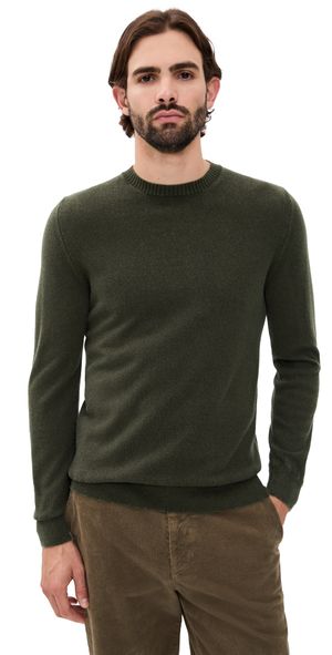 Fedeli Frosted Cashmere Crewneck Sweater Military 50