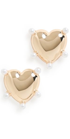 Kenneth Jay Lane Polished Gold Heart Post Earrings Gold One Size