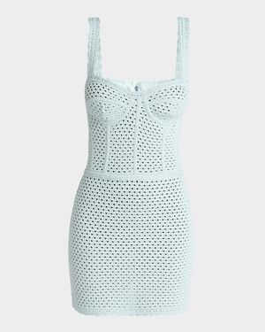 Crochet Knit Mini Bustier Dress
