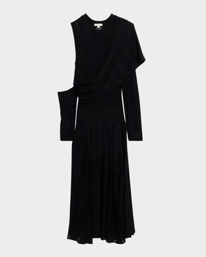 Off-The-Shoulder Shrug Open-Knit Maxi Dress