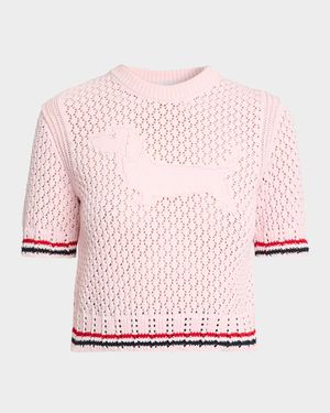 Hector Icon Short-Sleeve Pointelle Knit Sweater