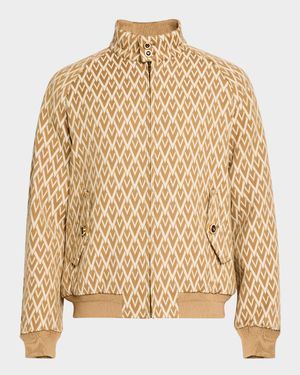 Men's V Jacquard Wool Harrington Jacket