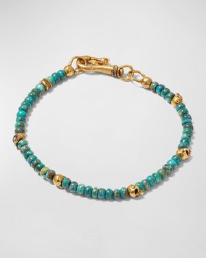 Men's Skull Station Turquoise Beaded Bracelet