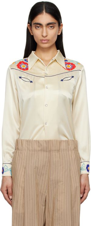 Bode Beige Garden Party Western Shirt