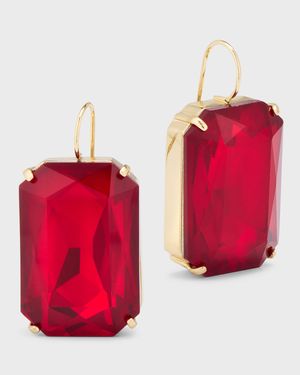 22K Gold Plated Rectangle Stone Fishhook Earrings