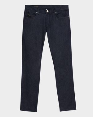 Men's Dark-Wash Denim Five-Pocket Pants