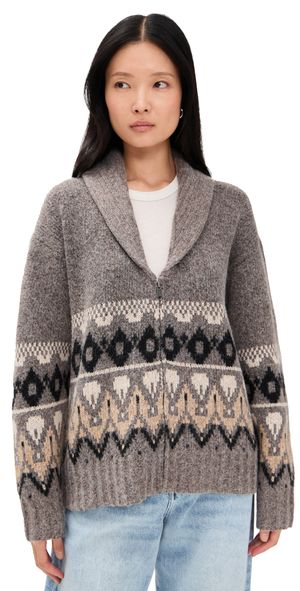 Joe's Jeans The Inga Fair isle Cardigan Charcoal Brown Fairisle L