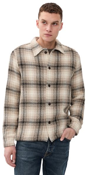 Madewell Chunky Twill Shirt Jacket Heavy Twill Plaid Grey M