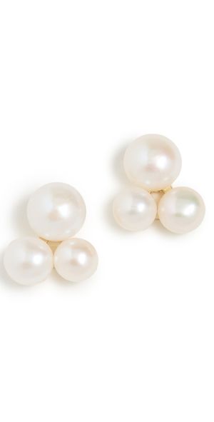 SHASHI Triple Pearl Drop Earrings Pearl One Size