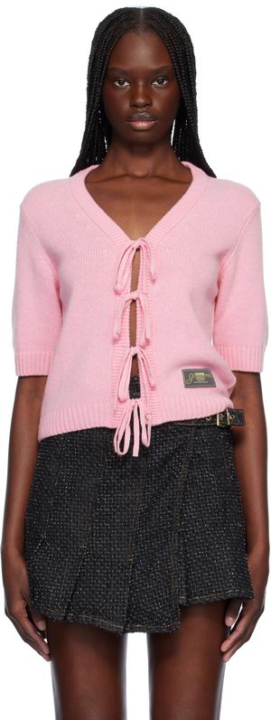 GANNI Pink Future Wool Mix Cardigan