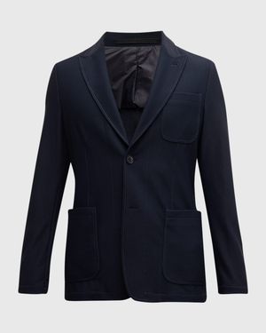 Men's Single-Breasted Rice Stitch Sport Coat