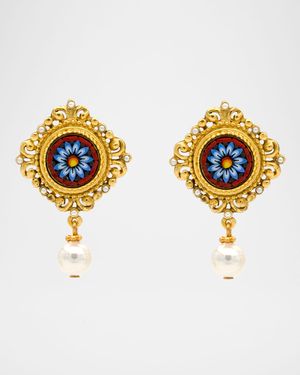 24k Gold-Plated Pearl Clip Drop Earrings