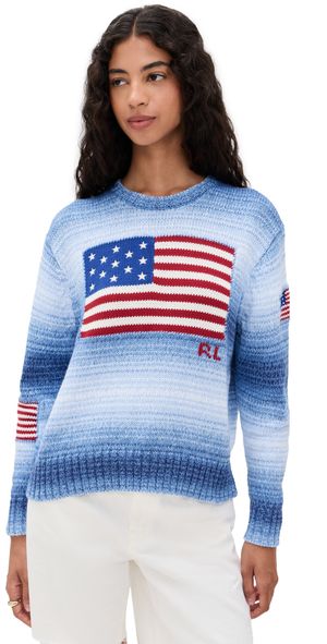 Polo Ralph Lauren Cotton Ombre Flag Sweater Blue XS