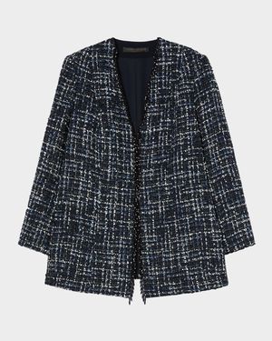 Plus Size Tattico Bead-Trim Tweed Jacket