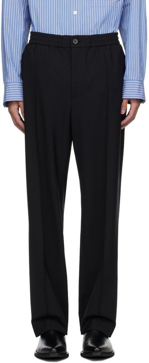 Solid Homme Black Pinched Seam Trousers