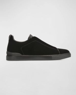 Men's Triple Stitch Slip-On Velvet Low Top Sneakers