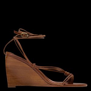 Ba&sh - Sandales compensées en cuir mélangé - Taille 41 - Marron