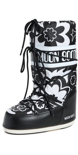Moon Boot Icon Flower Boots Black/White 35/38