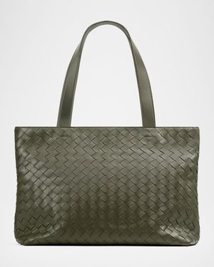 Men's Small Intrecciato Leather Zipped Tote Bag