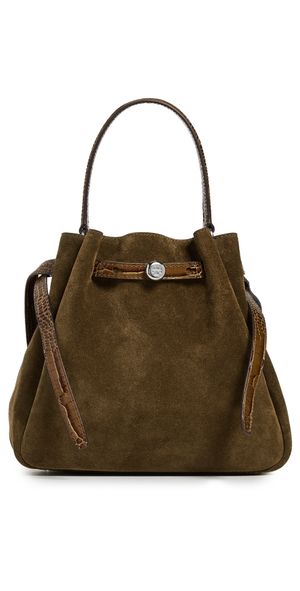 Tory Burch Romy Suede Bucket Bag Deep Olive One Size