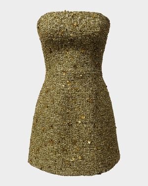 Scottie Strapless Beaded Tweed Mini Dress