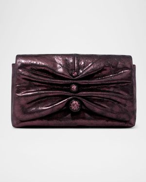 Ruched Crystal Leather Crossbody Bag